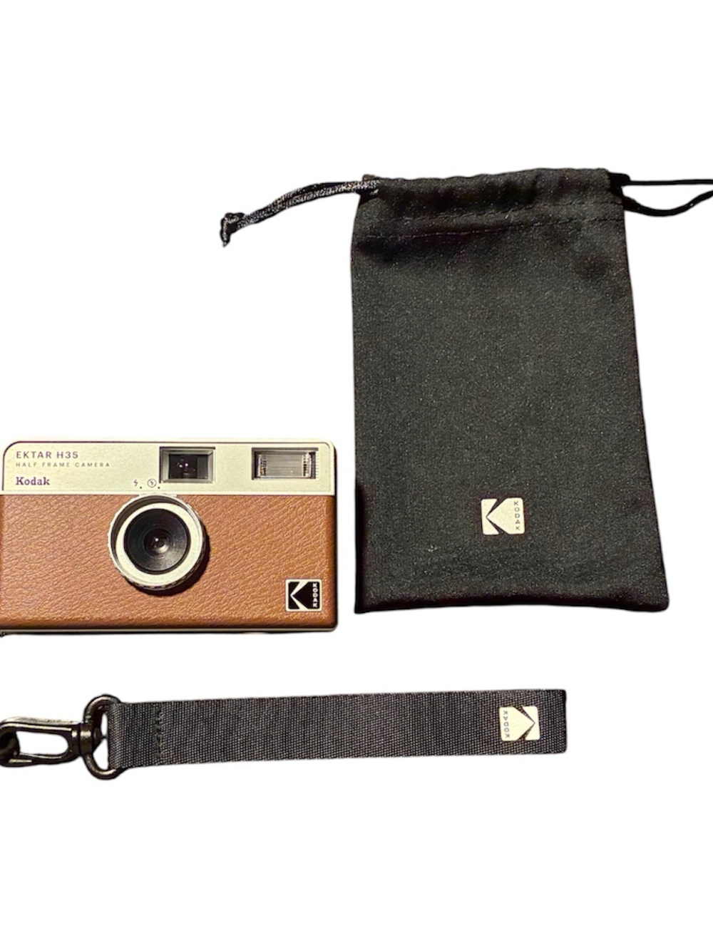 Kodak Ektar H35 Brown and Black Film Camera with Black Strap and Pouch